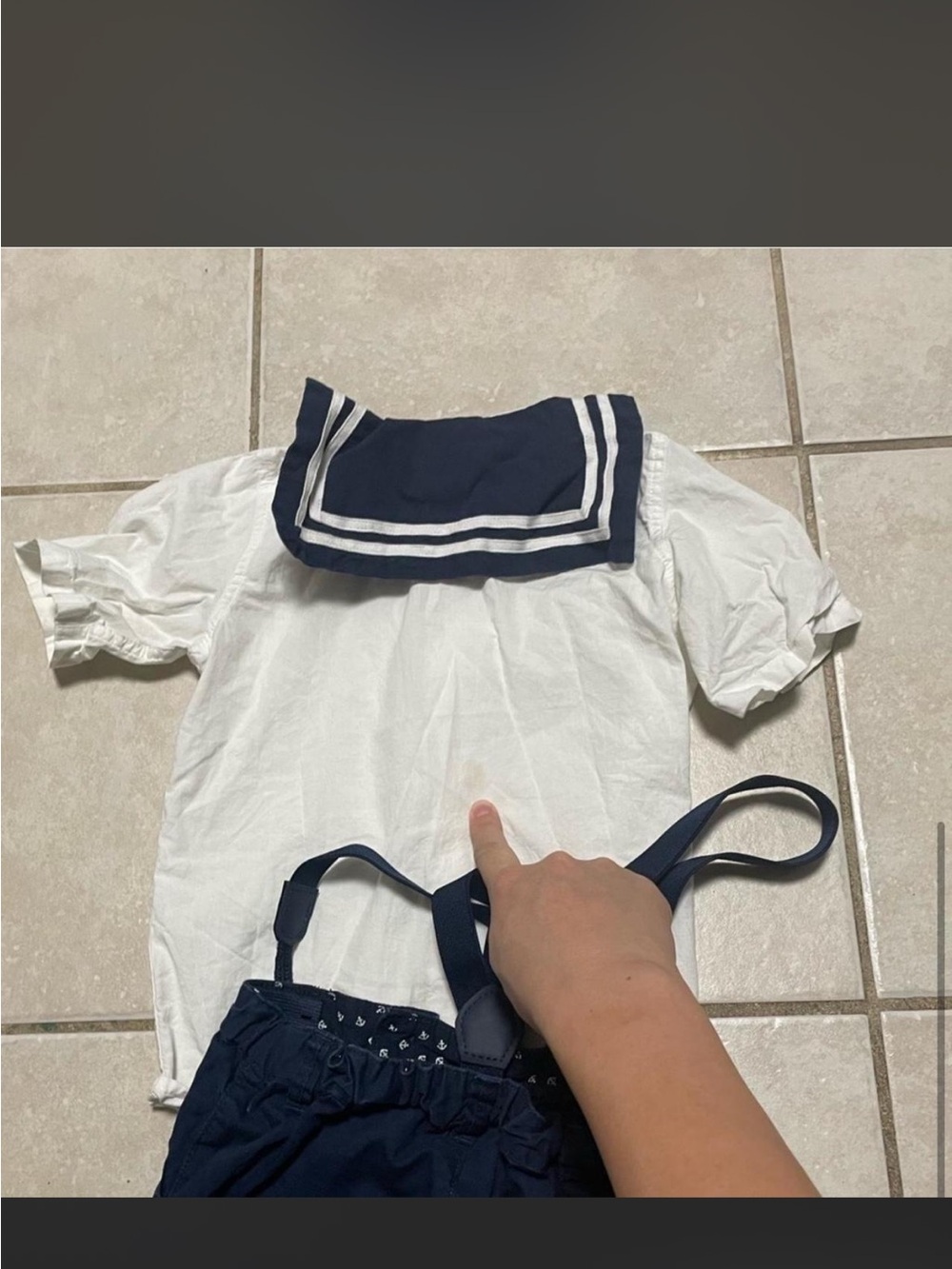 Navy and White Sailor Top and Shorts Set size 1.5-2y - Picture 2 of 4